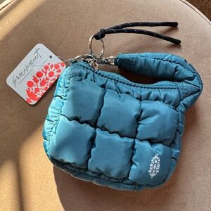 NWT Free People FP Movement Teal Quilted Wristlet